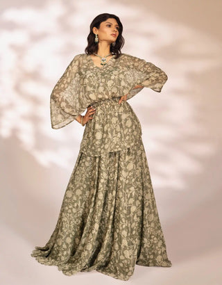 Kaya green printed lehenga set