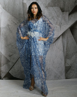 Blue organza kaftan and dress