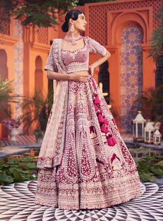 Avyanna maroon embroidered lehenga set