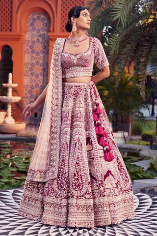 Avyanna maroon embroidered lehenga set