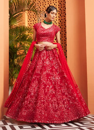 Zoya red lehenga set