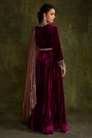 Mulberry velvet anarkali