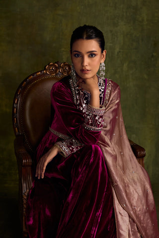 Mulberry velvet anarkali