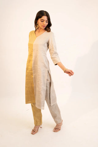 Ivory tissue half & half kurta set