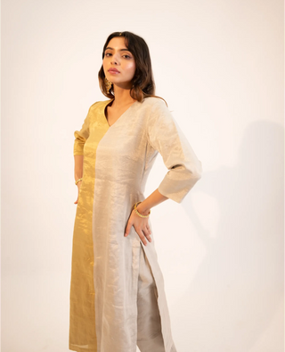 Ivory tissue half & half kurta set