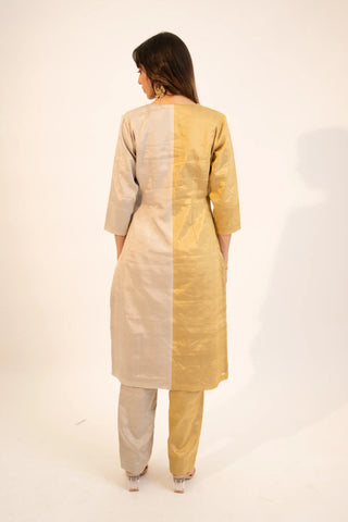 Ivory tissue half & half kurta set