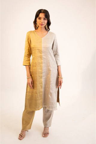 Ivory tissue half & half kurta set