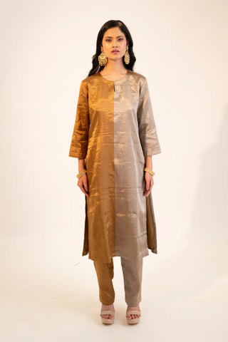 Beige half & half kurta set