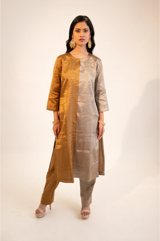 Beige half & half kurta set